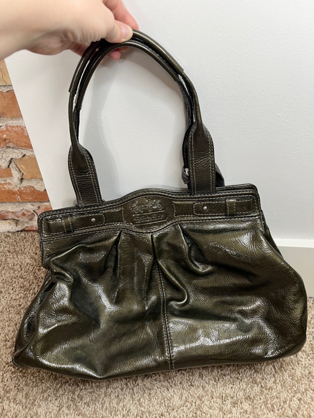 Coach D0973-13915 Mia Gunmetal Pleated Leather Carryall Shoulder Bag - Picture 2 of 16